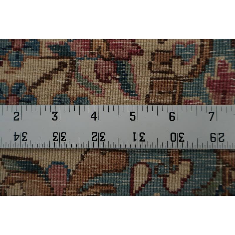 Hand Knotted Oriental 100% Wool Carpet Traditional Floral Beige & Ivories Kerman Area Rug - 20' 2'' X 11' 7''