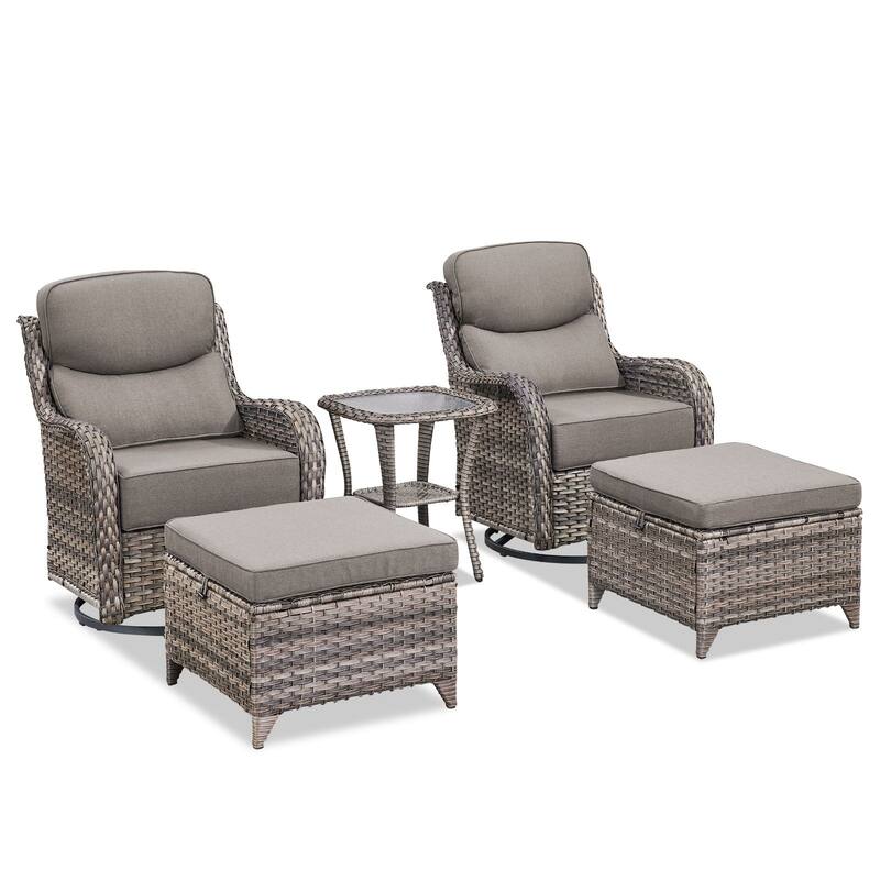 Outdoor Swivel Chairs with 6-Inch Thick Cushions for Garden
