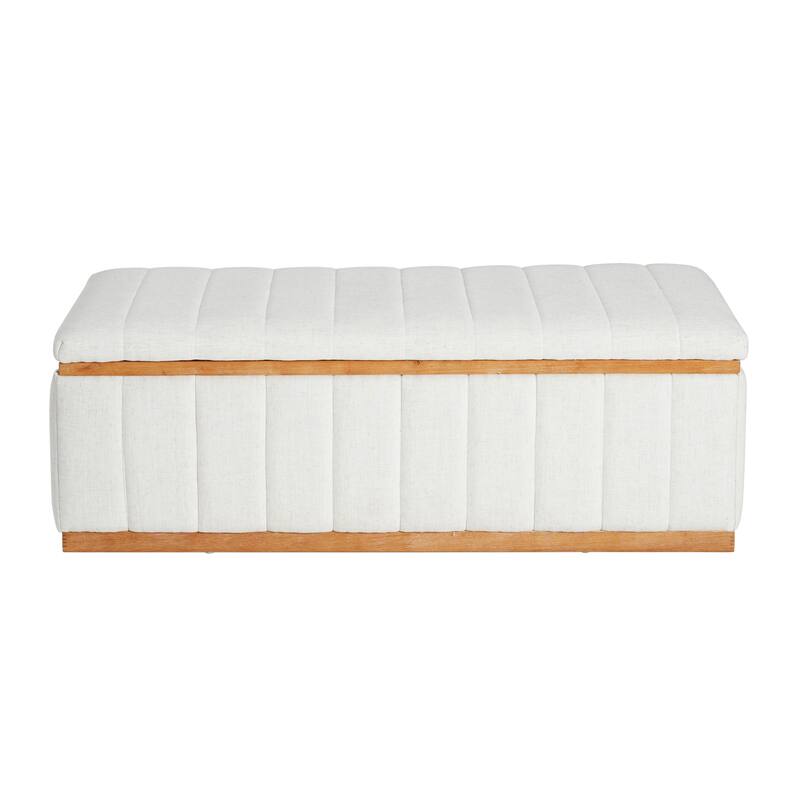 Christopher Knight Home - Beige Performance Fabric Upholstered Storage Bench with Wood Frame