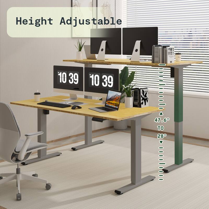 FlexiSpot 100% Bamboo Whole-Piece Desktop Ergonomic Electric Home Office Standing Desk Memory Controller