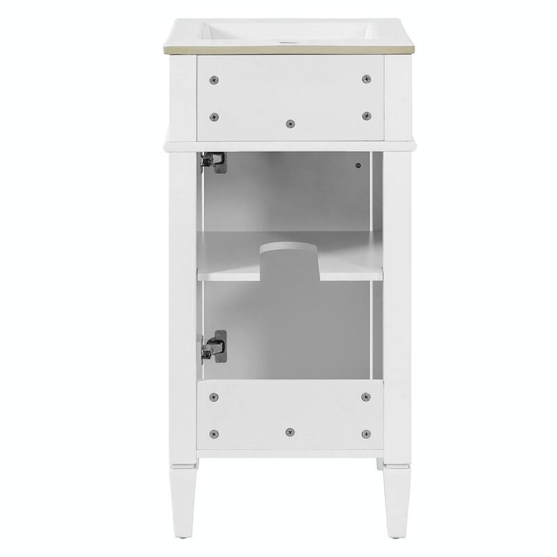 16" Bathroom Vanity with Ceramic Sink, Soft-Close Door & Adjustable Shelf