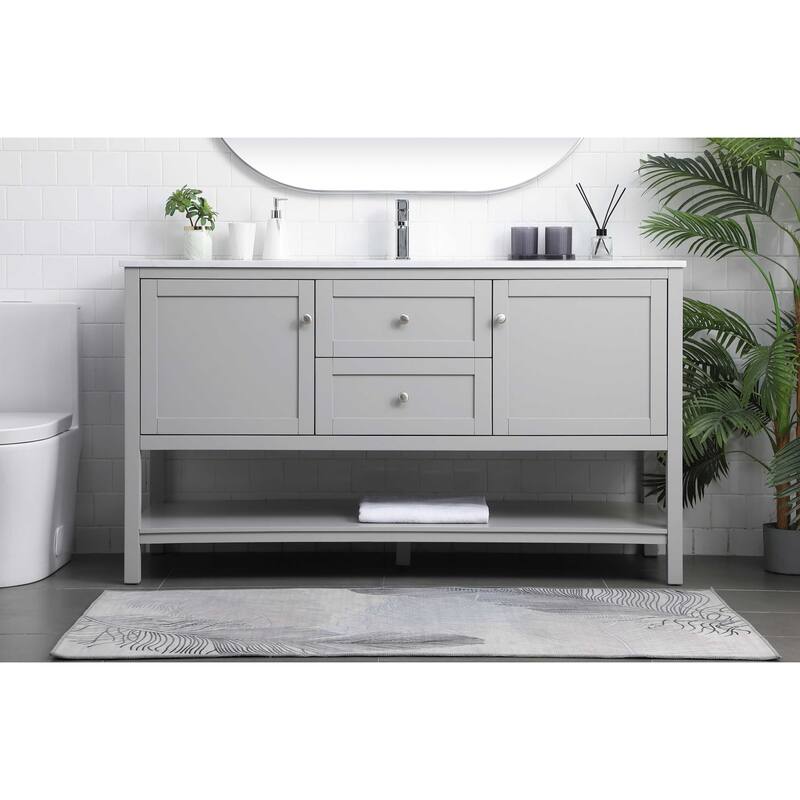Elegant Lighting VF22260 Heath 60" Free Standing Single Basin Vanity