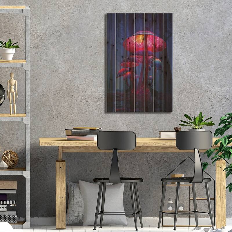 The Magic Shrooms Print On Wood by Davansh Atry - Multi-Color
