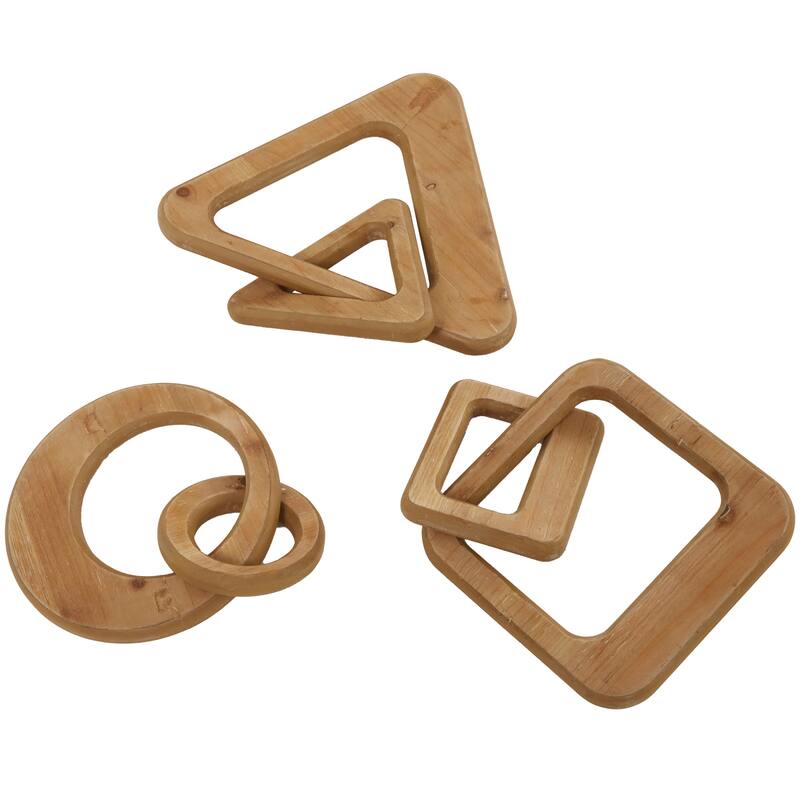 CosmoLiving by Cosmopolitan Geometric Wood Chain Sculpture (Set of 2, Set of 3) - Black, White, Brown