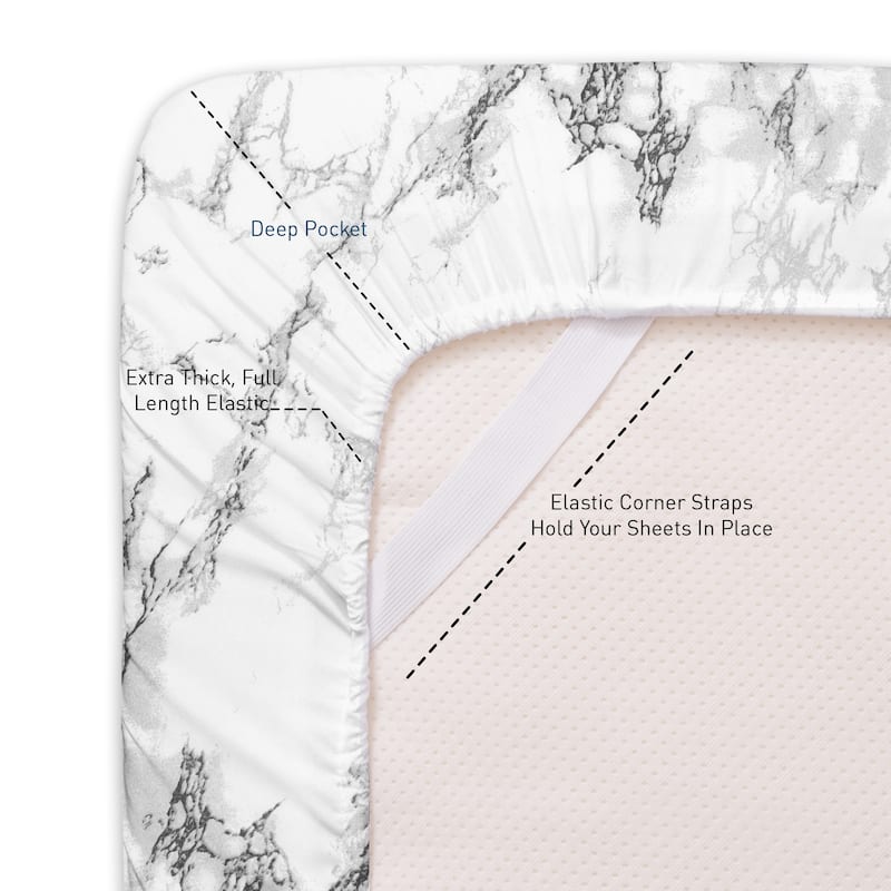 Sweet Home Collection Marble 4 Piece Printed Sheet Set, Double Brushed Microfiber