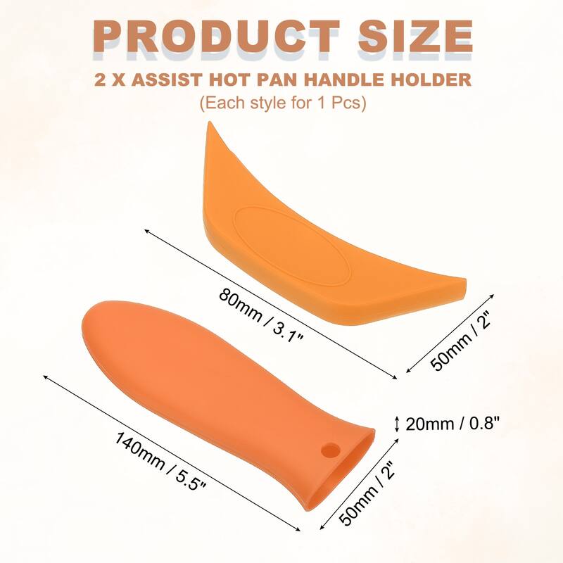 2 Pcs Silicone Assist Hot Pan Handle Holder, Non-Slip - Orange