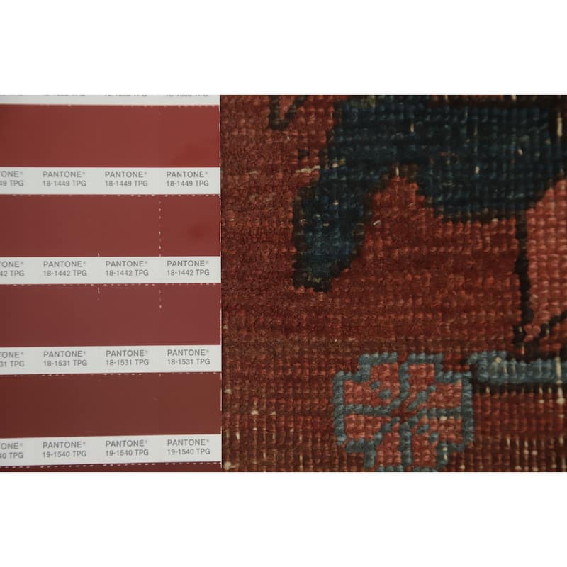 Hand Knotted Oriental 100% Wool Carpet Traditional Floral Oranges & Rust Heriz (serapi) Area Rug - 13' 7'' X 10' 8''
