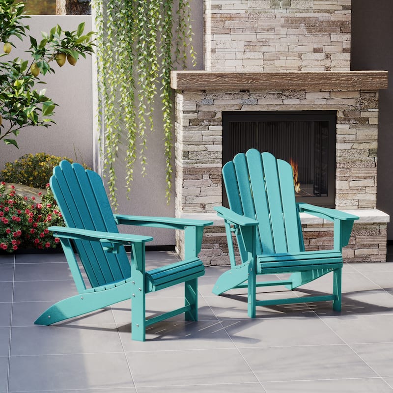 Aderson Outdoor Poly Adirondack Chair with Cupholders (Set of 2)
