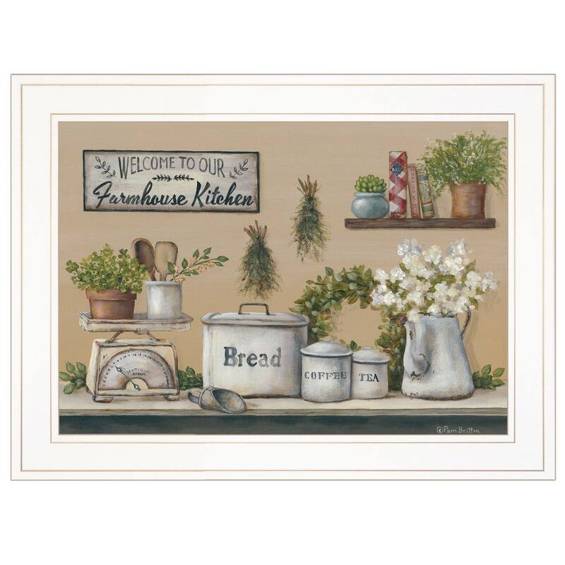 TrendyDecor4U Farmhouse "Garden Farmhouse Kitchen" Framed Print Wall Art by Pam Britton - Earth Tone