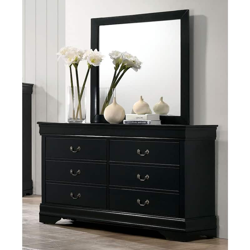 Lavina Transitional 2-piece 8-Drawer Solid Wood Dresser and Mirror Set by Furniture of America