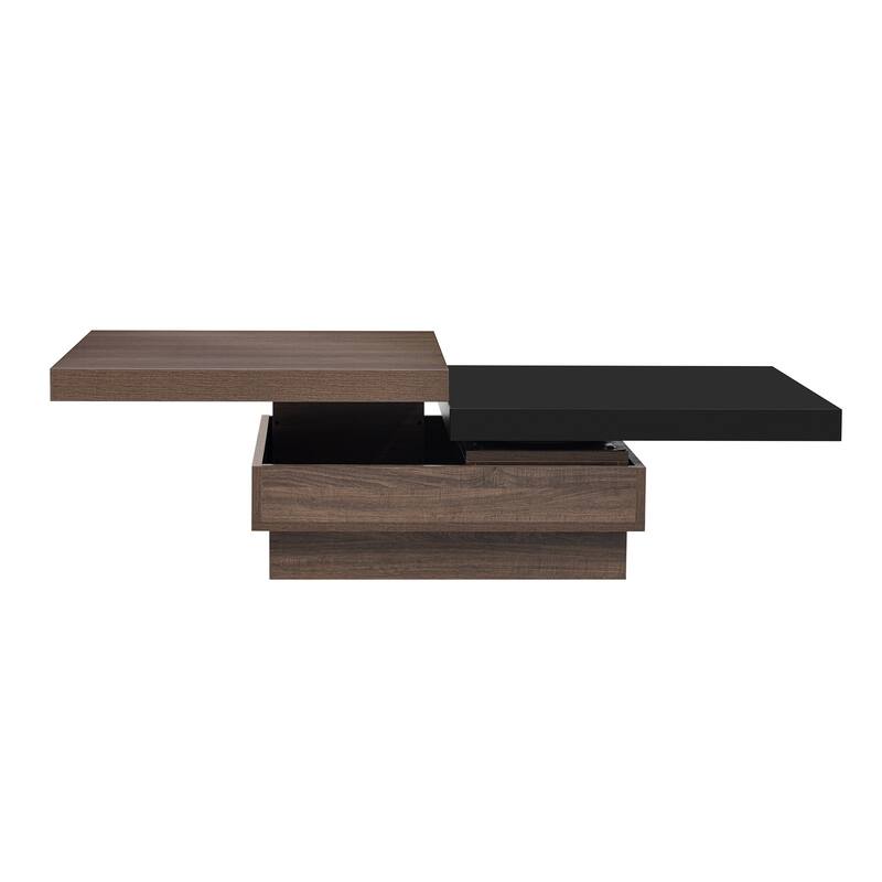 35.4" Modern Coffee Table with Rotatable Top and 1 Hidden Storage Space