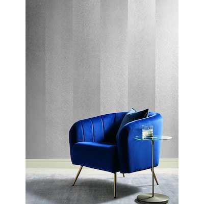 Gloucester Gray Non-Woven Unpasted Stripes Etched Chevron Wallpaper Covers about 60.75 sq. ft.