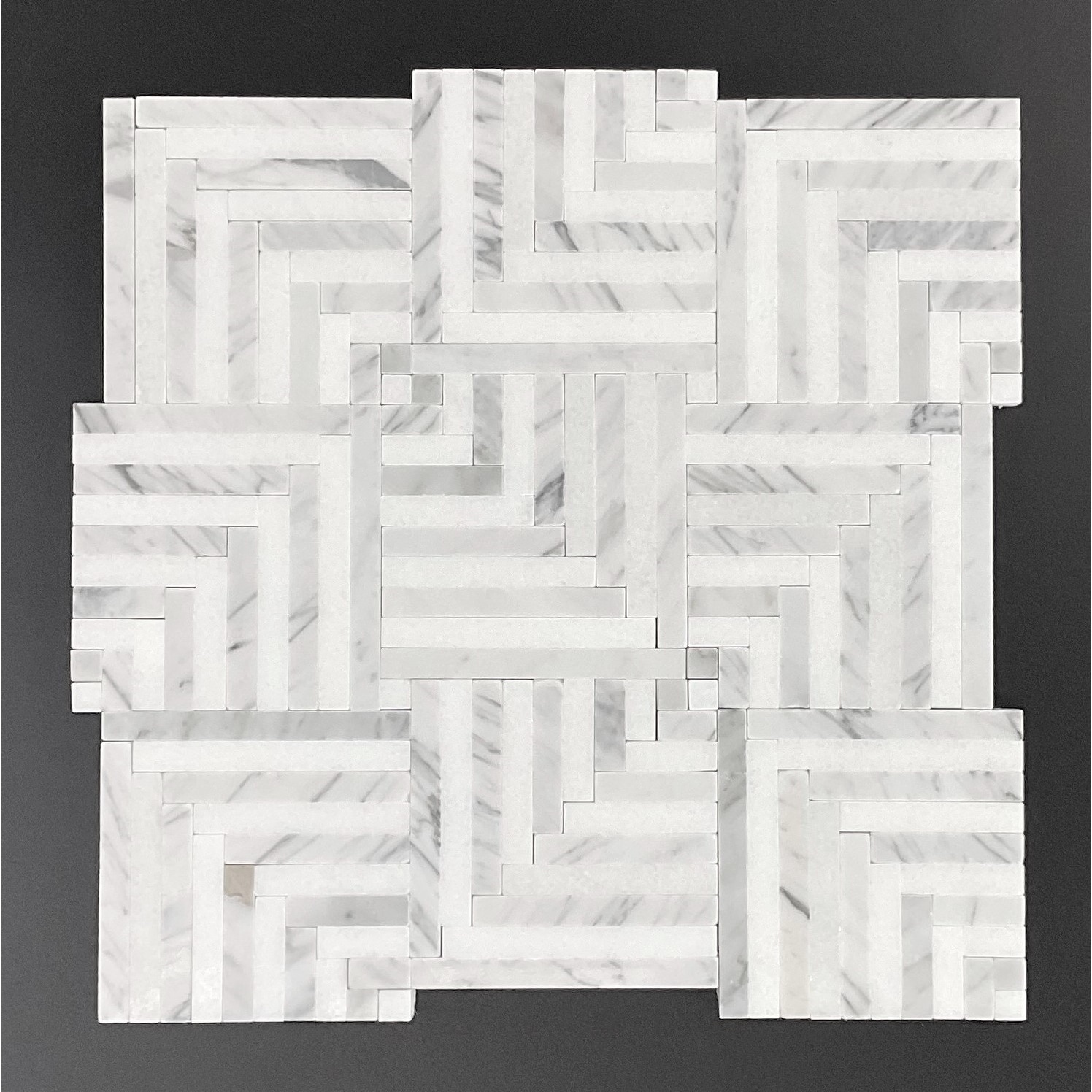 Groutless Square Basketweave Marble Mosaic Tiles