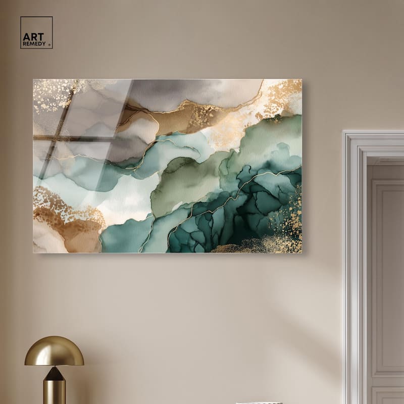 Golden Estuary I Acrylic by Art Remedy, Ready to Hang