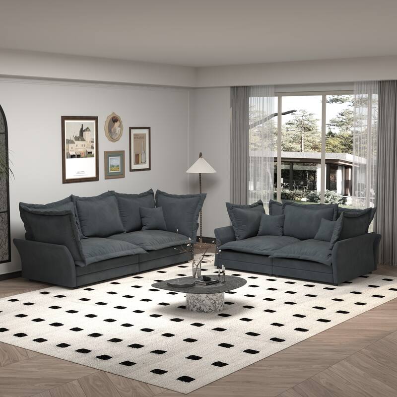 90.55" Modern Deep Seat Sofa Couches with Multiple Large Soft Pillows