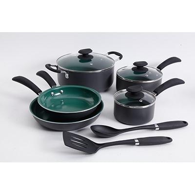 Gibson 109449.1 Eco-Friendly Hummington Aluminum Cookware Set 10Pc Green