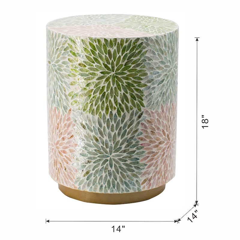 GDFStudio - Olivia Modern Cylindrical Garden Capiz Stool & Accent Side Table
