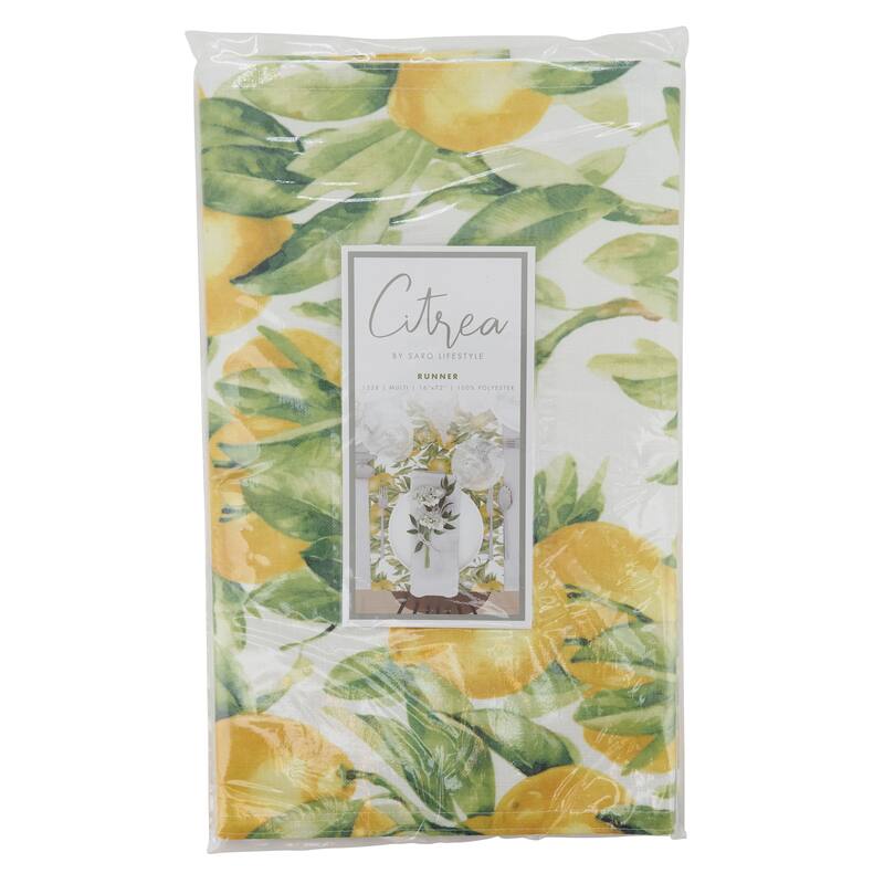 Long Table runner With Printed Lemon Design
