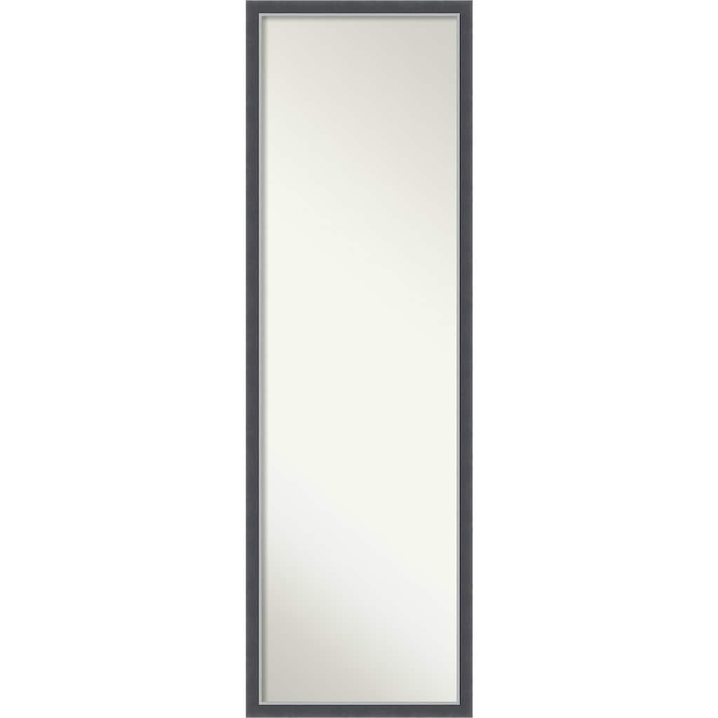 Non-Beveled Full Length On The Door Mirror - Eva Frame - Eva Black Silver Thin - Outer Size: 16 x 50 in