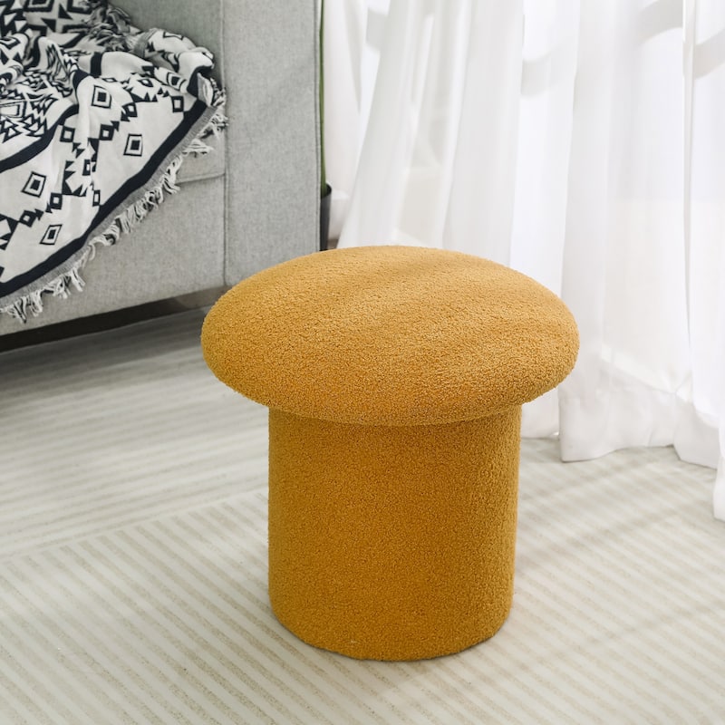 Adeco Large Mushroom Ottoman Velvet Foot Stool