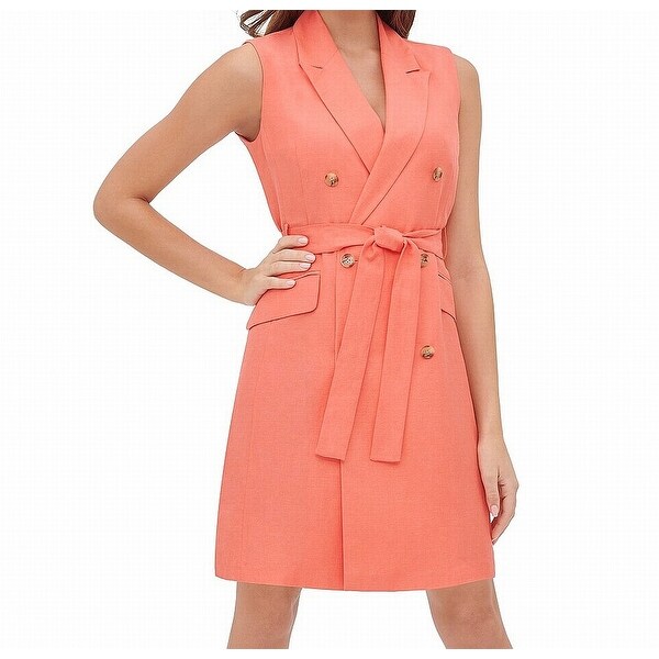 Tommy Hilfiger Womens Dress Pink Size 16 Wrap Double-Breasted Belted ...