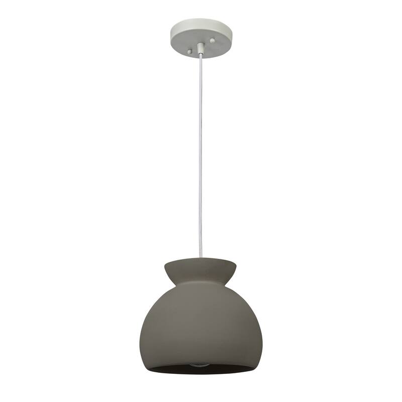 Sienna Ceramic Ceiling Light with Fabric Cord - 9.0"L x 9.0"W x 7.8"H - Gray