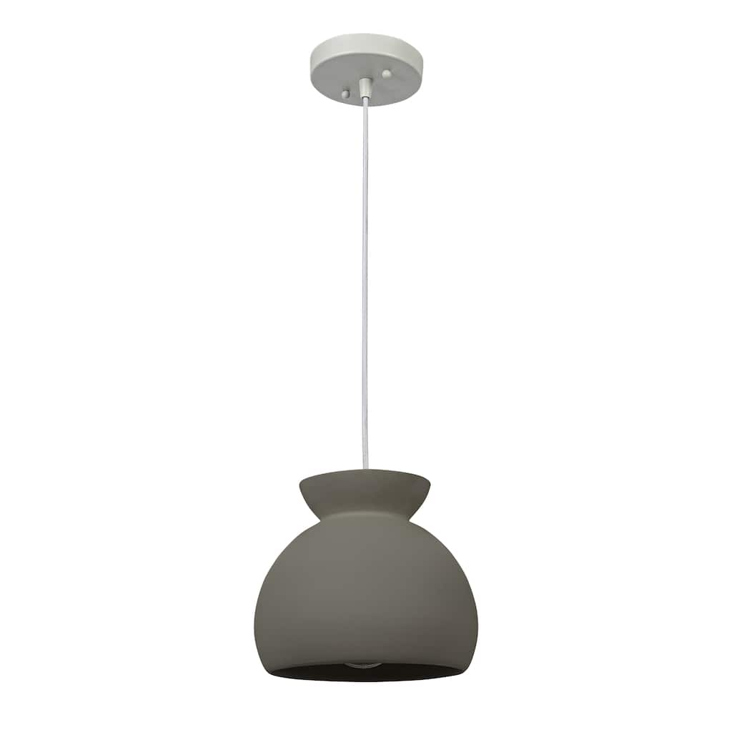 Sienna Ceramic Ceiling Light with Fabric Cord - 9.0"L x 9.0"W x 7.8"H
