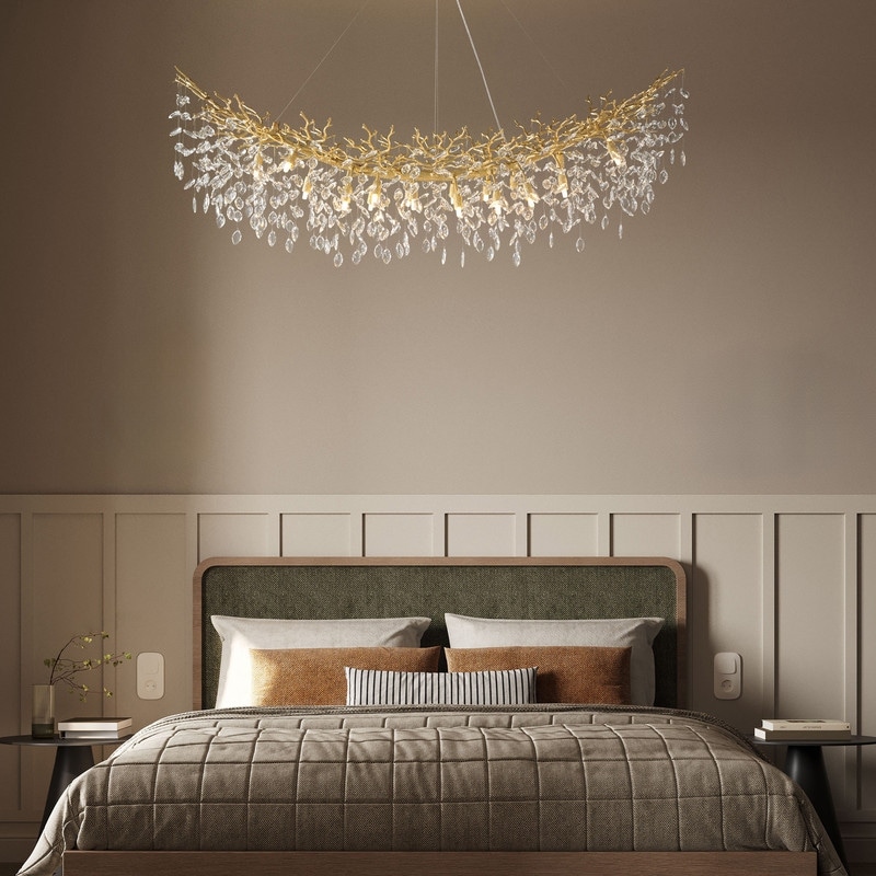 KAYLA Modern Crystal Linear Chandelier, 1100-1830mm Dining Chandelier