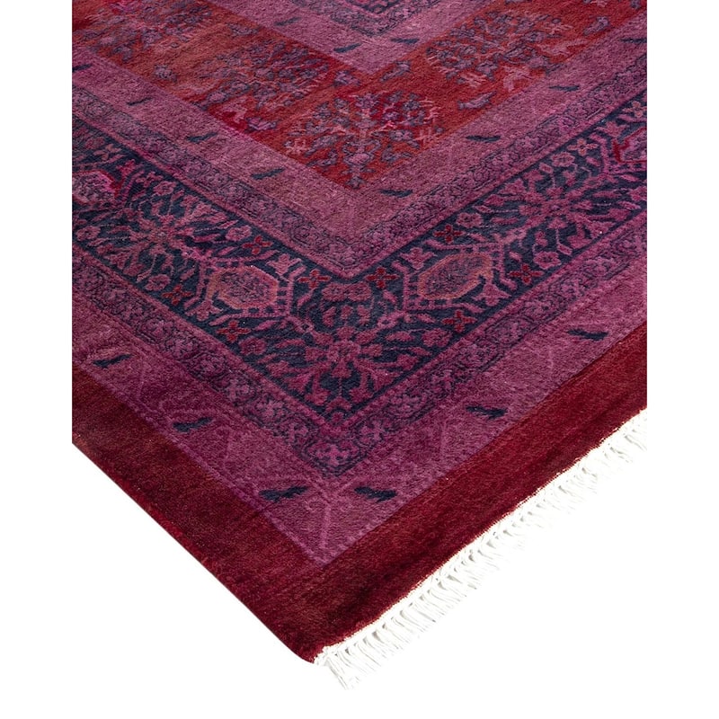 Overton Handknotted Wool Vintage Inspired Contemporary Overdyed Red Area Rug - 15' 3" x 12' 2"