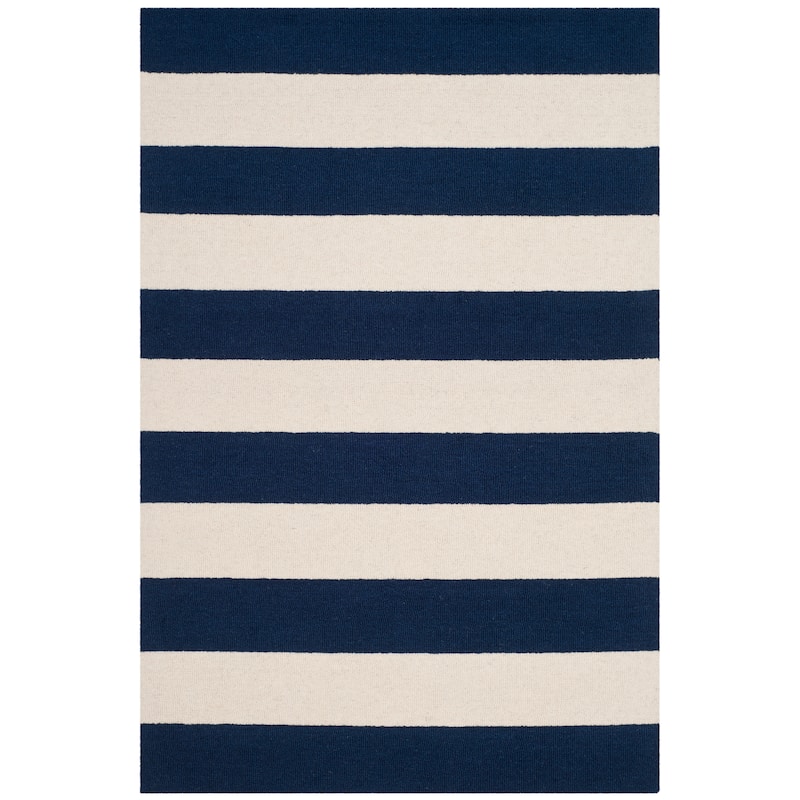 SAFAVIEH Handmade Kids Aimy Stripe Wool Rug - 4' x 6' - Navy/Ivory - Rectangle