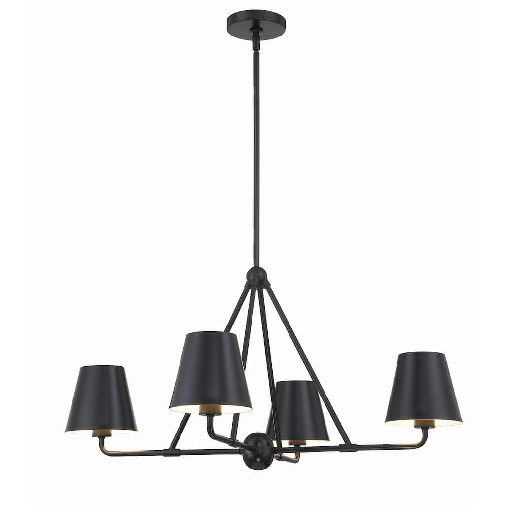 Xavier 4 Light Matte Black Chandelier - 31.75"W x 17"H