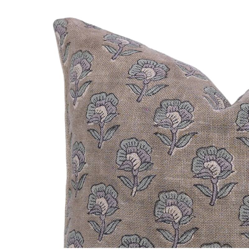Linen Bohemian Block print pillow Cover Merakhi - Pillow Covers - 26" x 26"