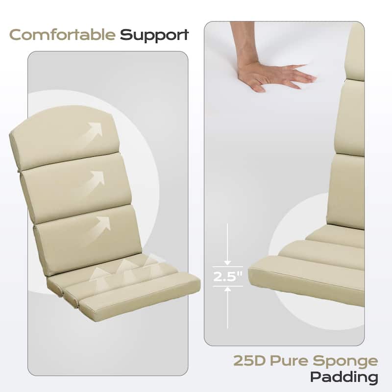 Aoodor Patio Chair Cushion Set of 2 - High-Back Adirondack Patio Cushions with Ties - N/A
