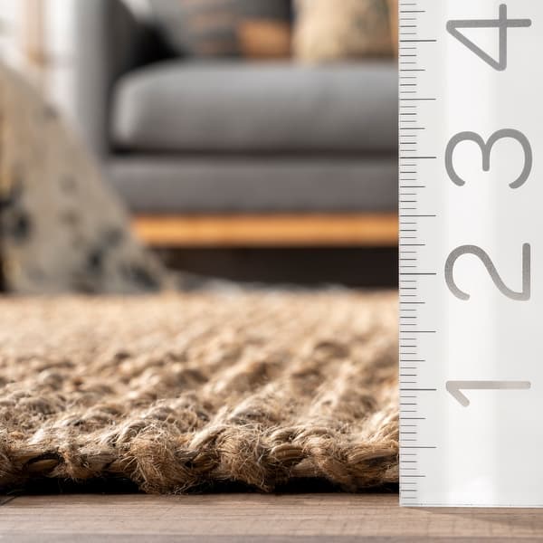 dimension image slide 1 of 2, Brooklyn Rug Co Delilah Solid Chunky Jute Tassel Area Rug