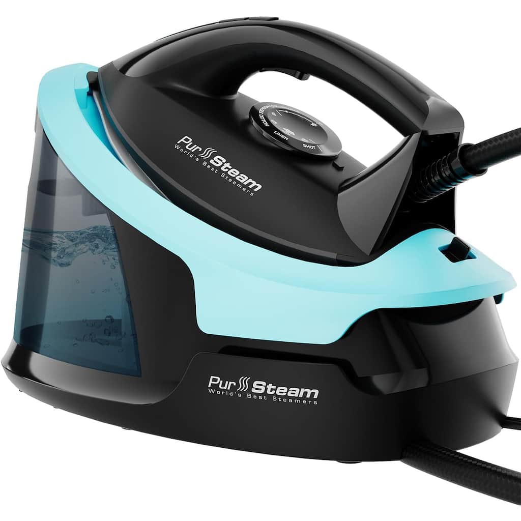 PurSteam Steam Station Max Ceramic Soleplate Steam Iron for Clothes 1500W, 50.7oz Removable Water Tank Iron Steamer