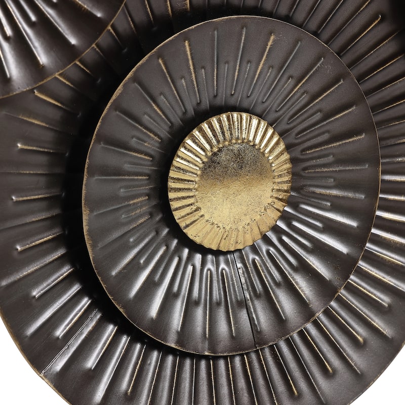 41.3" W Brown and Gold Metal Abstract Flower Wall Decor