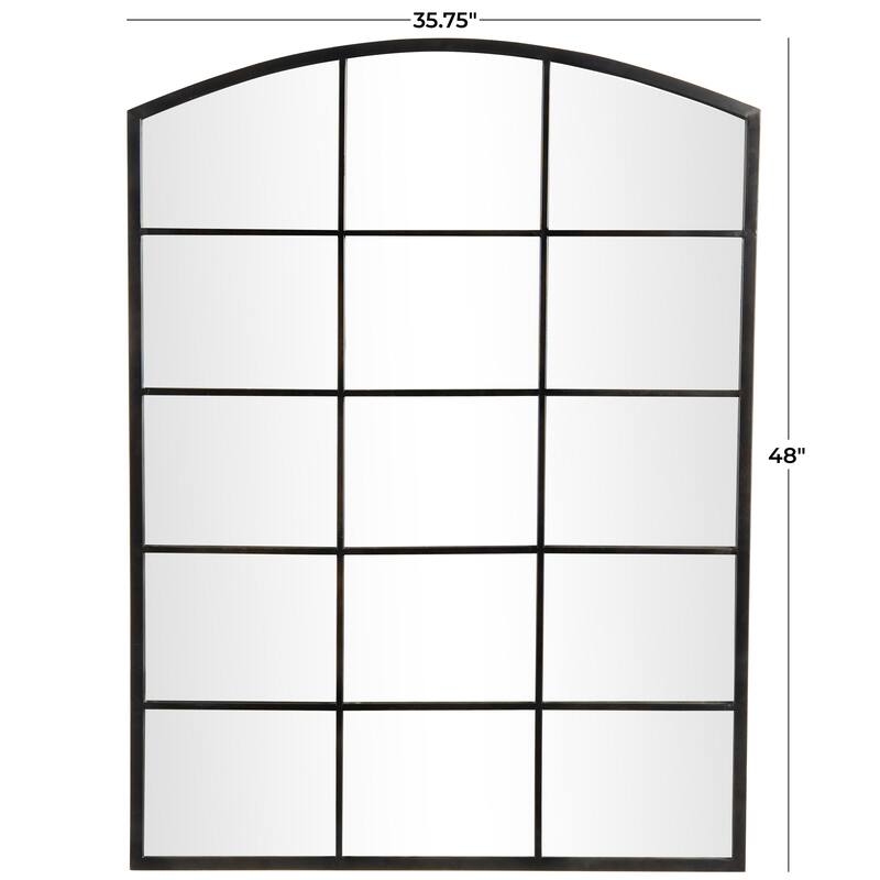 Metal Window Pane Inspired Room Wall Mirror with Arched Top - Roche River Decor