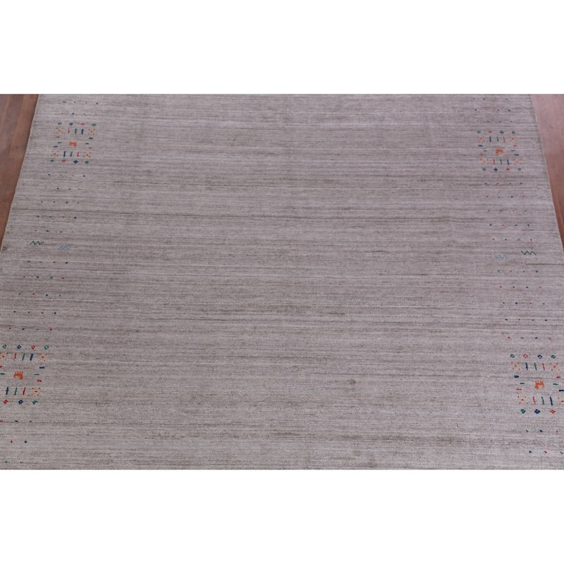 Hand Knotted Oriental 100% Wool Carpet Tribal Tribal Greys & Charcoal Gabbeh Area Rug - 12' 1'' X 9' 2''