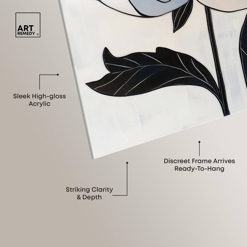 Gray Scale Flower I Acrylic by Art Remedy, Ready to Hang