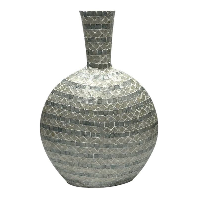 Shell Canvas Modern Decorative Vase Coastal Contemporary Single Vessel - 16" x 7" x 22.75"
