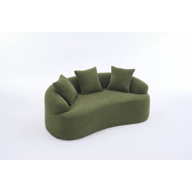 Curved Loveseat White Full Compression Sponge Sofa