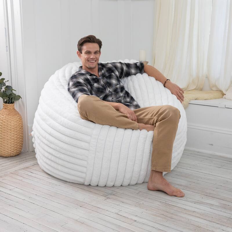 Jaxx Saxx 5 Foot Large Bean Bag Chair w/ Removable Cover for Adults, Mondo Fur