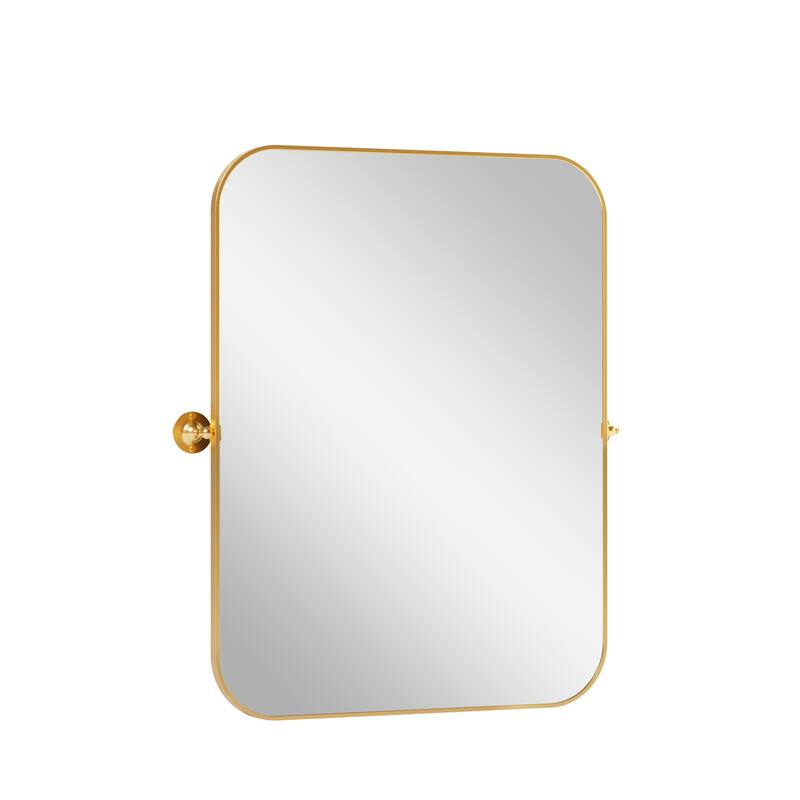 HomeRoots 31" Gold Metal Tilting Framed Accent Mirror - 23.58 in. x 31.44 in. x 0.79 in.