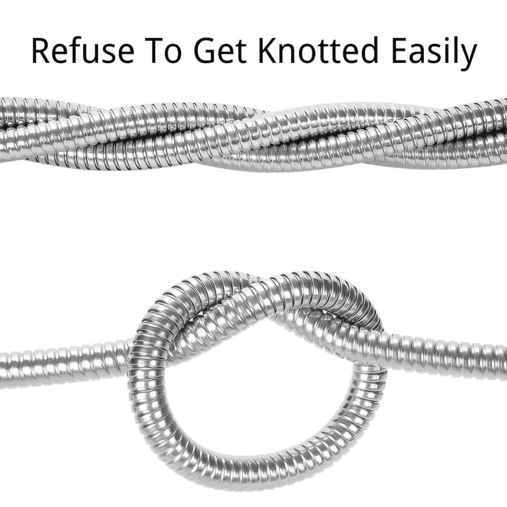 100-Foot Stainless Steel Garden Hose Silver Kink-Resistant Durable Heavy-Duty Outdoor Watering Hose with Connectors - 100 Ft