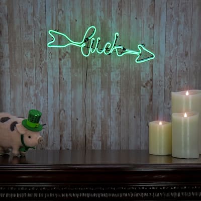 National Tree Company 20 in. Green Neon Style "Luck" Decoration - 20 in