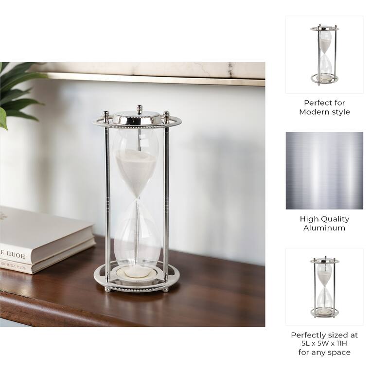 Metal Aluminum Hourglass Decorative Object Modern Contemporary Display - 5" x 5" x 11"