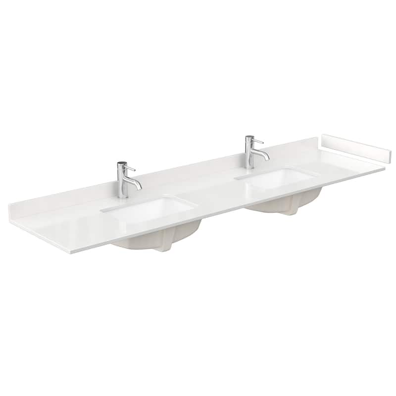 Wyndham Collection WCFQC184DTOPUNS-Q 84" Quartz Vanity Top with - White Quartz