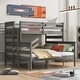 preview thumbnail 4 of 12, Wood Twin XL over Queen Bunk Bed with Ladder, Detachable Design, Guard Rails, No Box Spring Needed, Easy Assembly, Grey