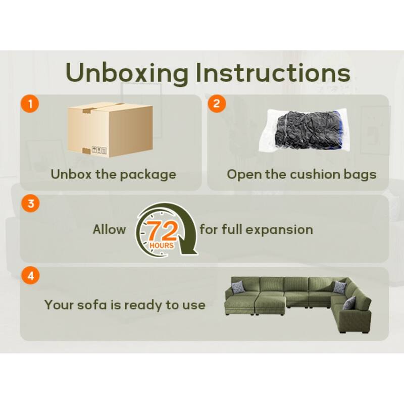 16 PC Modular Corduroy Sectional With Ottoman