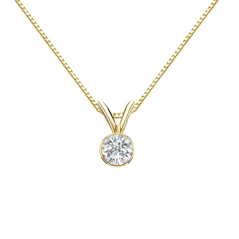 Auriya 1/4ctw Round Solitaire Diamond Necklace 14k Gold Bezel-set (I-J, SI2-SI3)